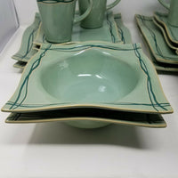 Studio Nova Dinnerware Set Mystic Cove Green HA101 Pattern 4 Place Settings 16pc
