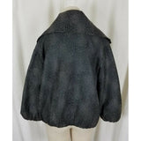 Due Per Due Animal Print Puff Sleeves Wide Collar Black Blazer Jacket Womens L