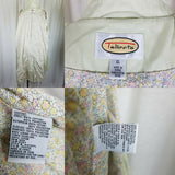 Talbots Floral Lined Long Lime Green Rain Trench Coat Womens XL Placket Front