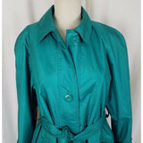 London Fog Towne Shiny Shimmer Belted Sash Long Trench Coat Womens 6P Cape Top
