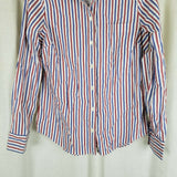 J.Crew Stretch Long Sleeve Pinstriped Stipe Button Down Up Shirt Top Womens S