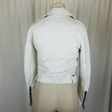 Imperial Asymmetrical Side Zip White Leather Moto Biker Jacket Womens XS Italy
