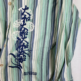 Vintage Le Jean De Marithe + Francois Girbaud Embroidered Striped Shirt Mens XL