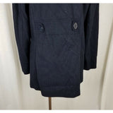 G.H. Bass Heritage Wool Double Breasted Trench Peacoat Coat Womens L Navy Blue