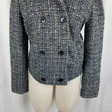 Gap Wool Cotton Double Breasted Cropped Mottled Tweed Peacoat Jacket Womens M