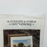 CURRIER & IVES Needlework Autumn in New England Cider Making Crewel Embroidery