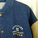 Operation II Montecristo Denim Canvas Bomber Jacket Mens L Vintage LA Loving