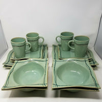 Studio Nova Dinnerware Set Mystic Cove Green HA101 Pattern 4 Place Settings 16pc