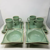 Studio Nova Dinnerware Set Mystic Cove Green HA101 Pattern 4 Place Settings 16pc