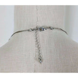 Faux Black Onyx Crystal Pendant Choker Necklace Silver Chain Charm Resin Beaded