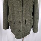 LL Bean Wool Full Button Up Shirt Jacket Lightweight Baird Barn Coat Womens L