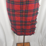 Vintage Wool Tartan Scotch Plaid Fringe Wrap Kilt Skirt Womens S Vintage Midi