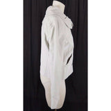 Generra Ruffled Round Collar Asymmetrical Jacket Womens L Oyster $328 Off Center