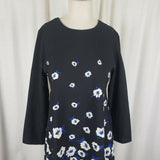 CeCe Cynthia Steffe Floral Print Long Sleeve Twirl Shift Dress Womens 4 Pansy