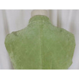 Catherine Stewart Quilted Lime Green Washable Suede Leather Zip Up Vest Womens L