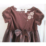 Little Bitty Chocolate Brown Velvet Metallic Sheen Bubble Dressy Dress Girls 6X