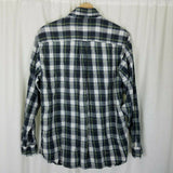 LL Bean Tartan Plaid Flannel Button Up Long Sleeve Camp Shirt Mens M Blue Yellow