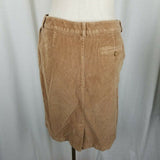 LL Bean Petites Stretch Corduroy Chino Style Classic Fit Skirt Womens 10P Tan