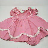 Vintage Ruffles Lace Circle Skirt Twirl Baby Doll Dress Girls 6-12 Months Pink