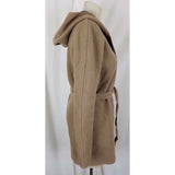 Gap Hooded Felted Wool Belted Tie Wrap Sweater Jacket Womens S Swing Oatmeal Tan