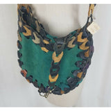 King's Green Leather Suede Hippie Boho Shoulder Bag Purse Handbag NOS Black Tan