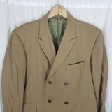 Vintage Louis Boston Double Breasted Wool Jacket Blazer SportCoat Mens 44 Tan