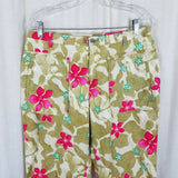 Oilily Hawaiian Hibiscus Floral Cropped Capris Culottes Pants Womens 6 Colorful