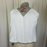 Z By Zelda Black & White Cropped Wool Chevron Striped Jacket Blazer Womens 6 USA
