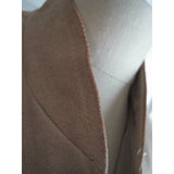 Filene's Cow Split Leather Cropped Open Front Stand Up Collar Jacket Womens sz L