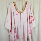 Furisode Kimono Japanese Vintage Geisha Dress Wedding Embroidered Pink Womens XS