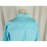 Quacker Factory Jeweled Deconstructed Chambray Blue Jean Shirt Jacket Womens M