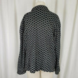 Jolibel Textured 3D Raised Print Black White Jacket Womens L Zippered Zip Up 80s
