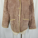 Bushwacker Quilted Pig Suede Leather Equestrian Riding Bard Barn Coat Womens L