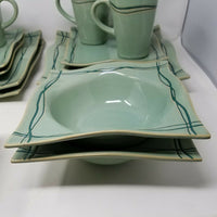 Studio Nova Dinnerware Set Mystic Cove Green HA101 Pattern 4 Place Settings 16pc
