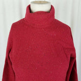 LL Bean Merino Wool Angora Turtleneck Sweater Womens XS Mottled Red Lightweight