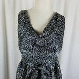 Two Hearts Maternity Enchanted Woven Multi Print Tunic Top Blouse Womens S Black