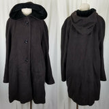 Forecaster Wool Hooded Skater Swing Coat A-Line Peacoat Womens 16 Velvet Trim
