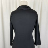 Matti Mamane Black Ruffled Ruched Faux Wrap Jersey Knit Dress Womens 2 M NWT