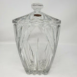 Gorham Lead Crystal Cut Glass Square Lidded Heavyweight Biscuit Cookie Jar Clear