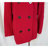 Calvin Klein Wool Long Peacoat Medium Length Coat Womens M Red Double Breasted