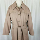Vintage Mod MCM Plaid Lined Belted Long Trench Coat Womens S Zip Out Liner USA