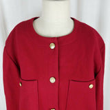 Vintage LL Bean Collarless Wool Jacket Blazer Womens 20 Plus USA 80s Gold Button