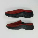 LL Bean Slip On Suede Mules Mocs Moccasins Comfort Shoes Womens 5.5 Red Slides