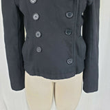 Rave Wool Cropped Military Double Breasted Peacoat Womens M Black Punk Rocker
