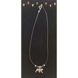 Brown Grizzly Black Bear Pewter Silver Black Rope Bead Necklace Pendant Charm