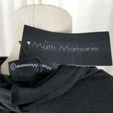 Matti Mamane Black Ruffled Ruched Faux Wrap Jersey Knit Dress Womens 1 S NWT