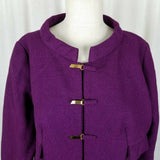 Vintage Handmade Wool Cowl Neck Mock Collar Blazer Jacket Womens L XL Toggle MCM