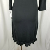 Matti Mamane Black Ruffled Ruched Faux Wrap Jersey Knit Dress Womens 2 M NWT