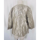 Victor Costa Occasion Gold Metallic Jacket 3/4 Sleeves Snap Up Shimmer Womens L