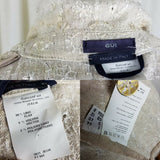 Gui Italy Linen Flax Eyelet Lace Look Woven Button Blazer Jacket Womens 8 Tan